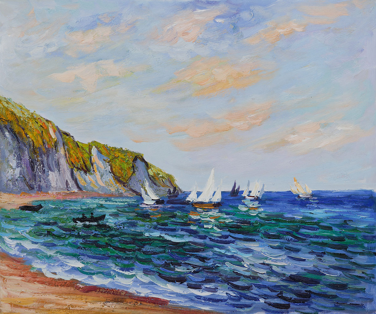 Cliffs and Sailboats at Pourville by Claude Monet